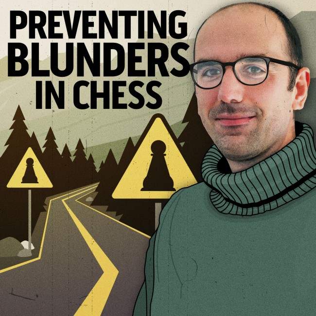 Course thumbnail for Preventing Blunders in Chess, with CM Can Kabadayi beside a forest road marked by pawn warning signs